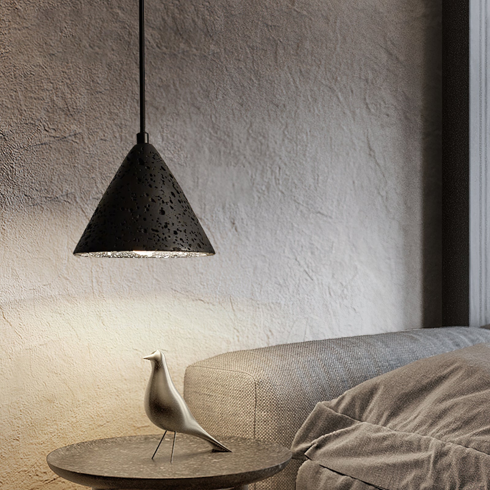 Aklan Dome Shade Travertine Pendant Light-Neutral Decor