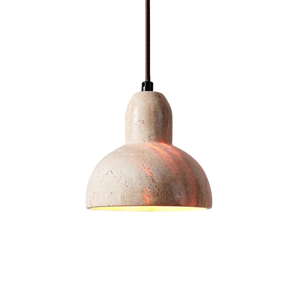 Ziven Dome Shade Travertine Pendant Light-Neutral Decor