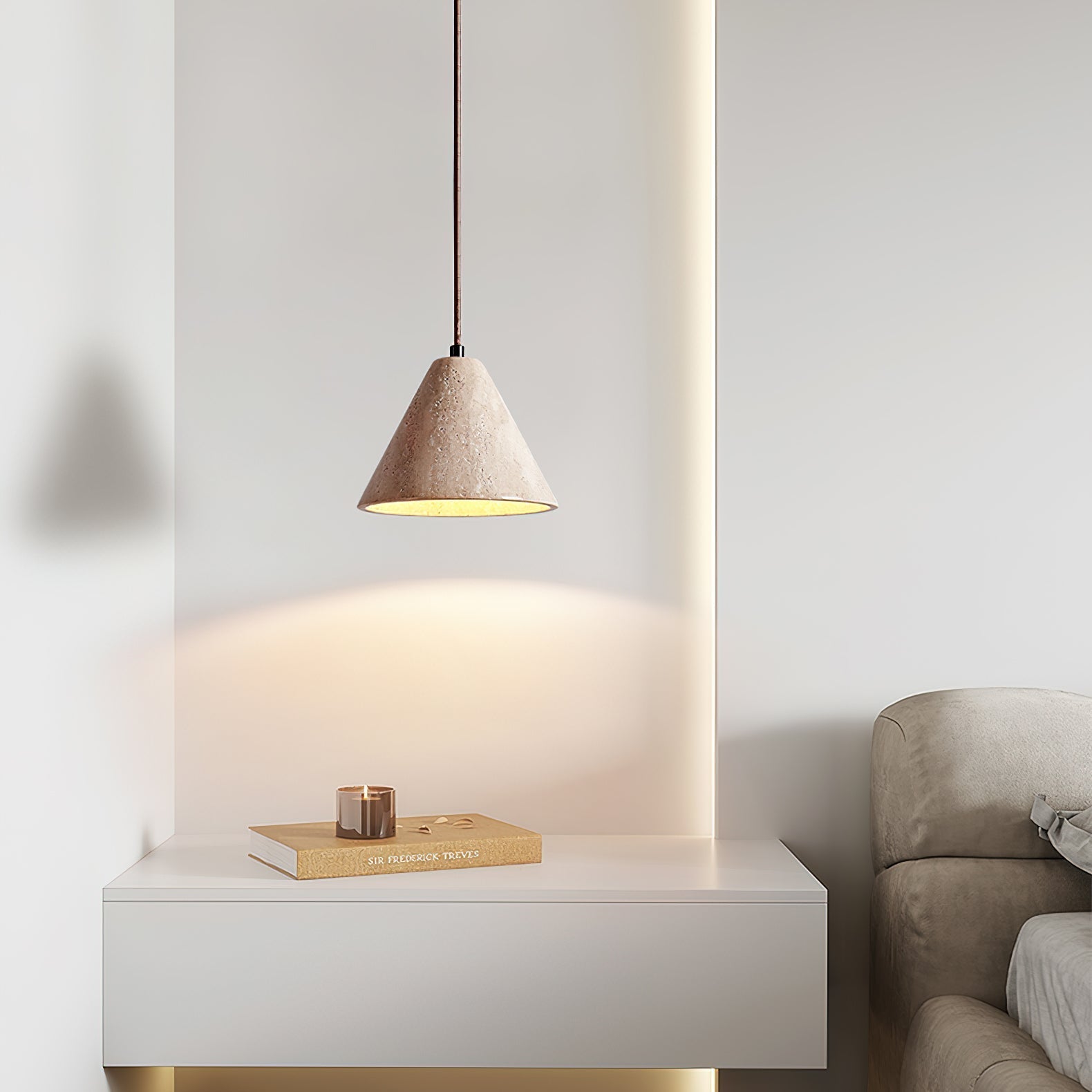 Ritta Travertine Dome Pendant Light - Neutralighting