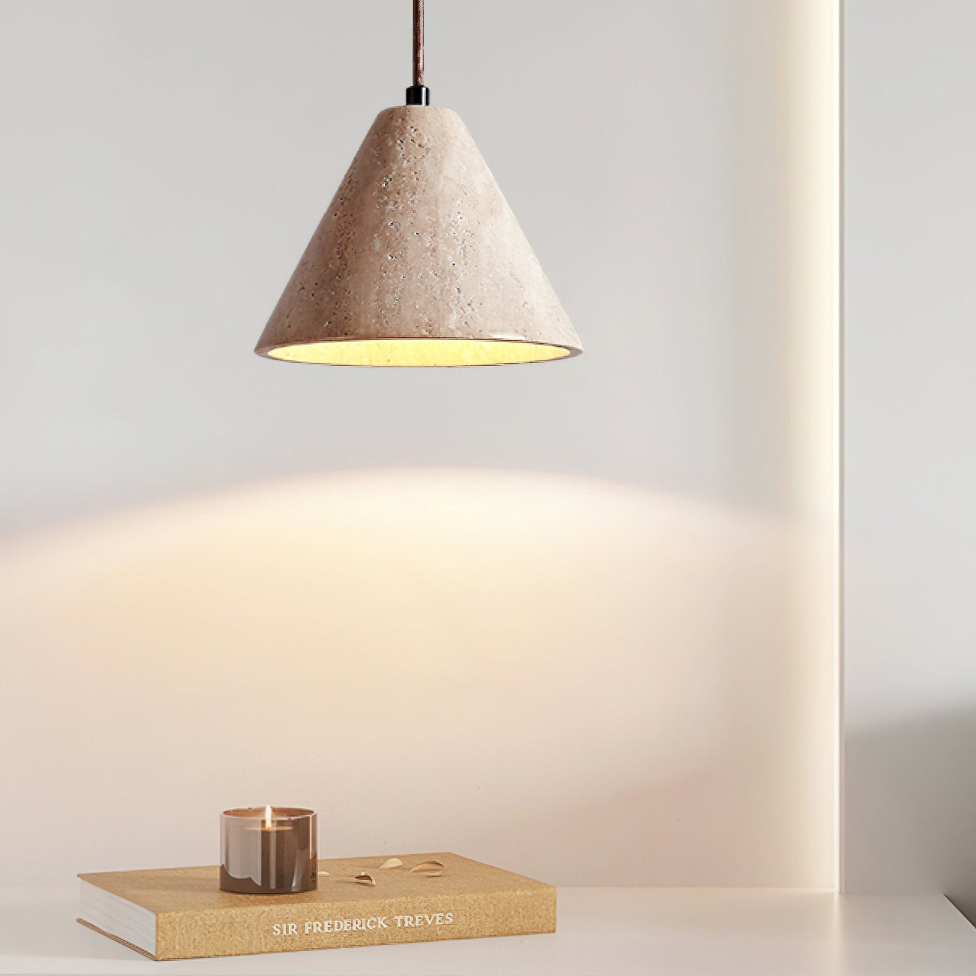 Aklan Dome Shade Travertine Pendant Light-Neutral Decor