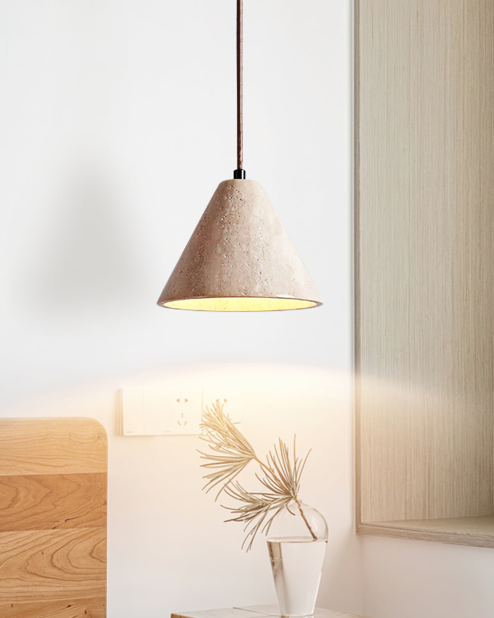 Aklan Dome Shade Travertine Pendant Light-Neutral Decor