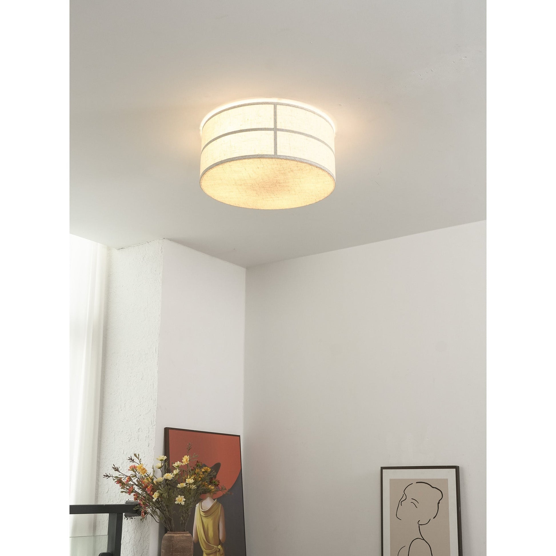 The lamp's texture highlighted by natural daylight.