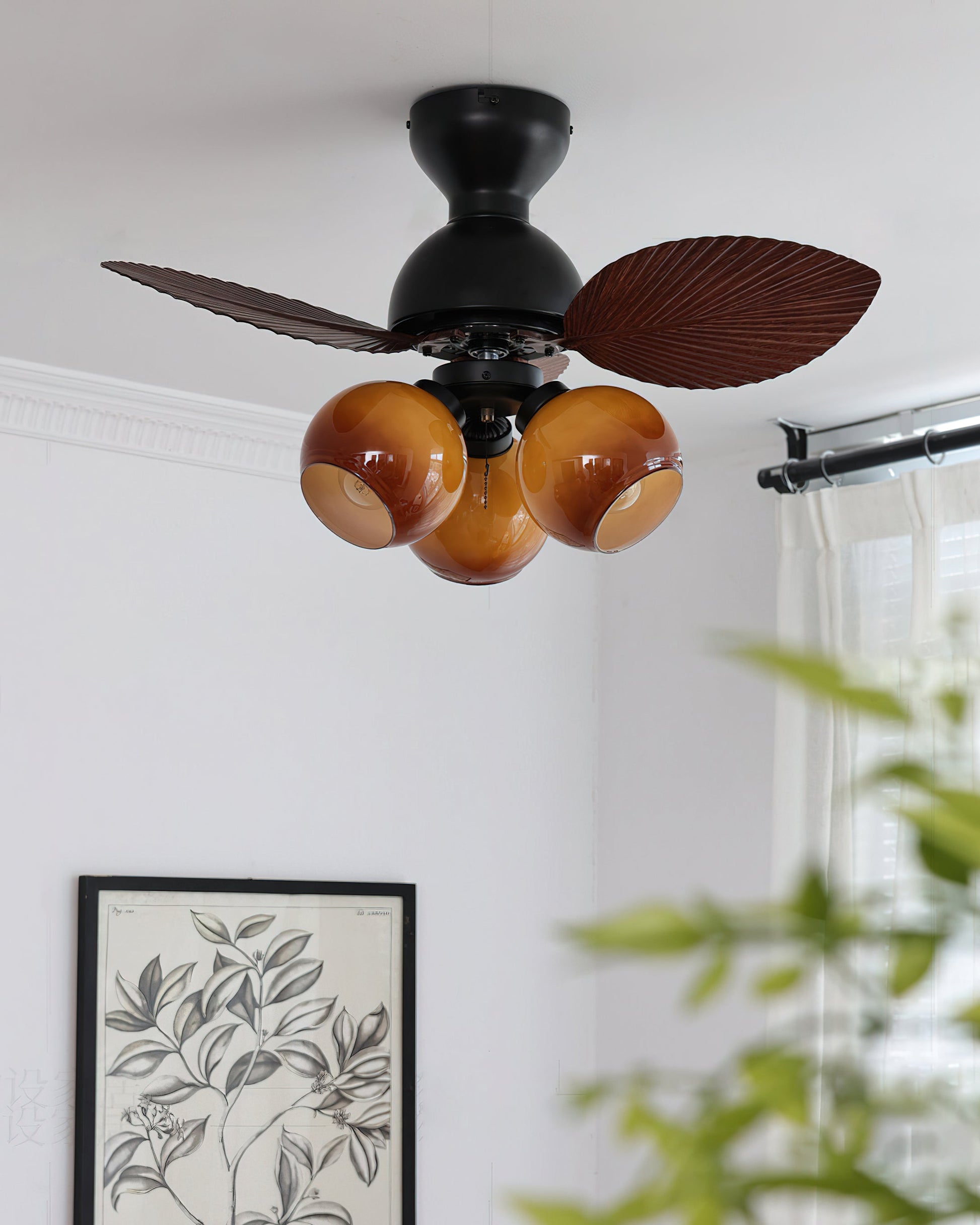 Belize Ceiling Fan Light in a white finish, installed in a modern room.