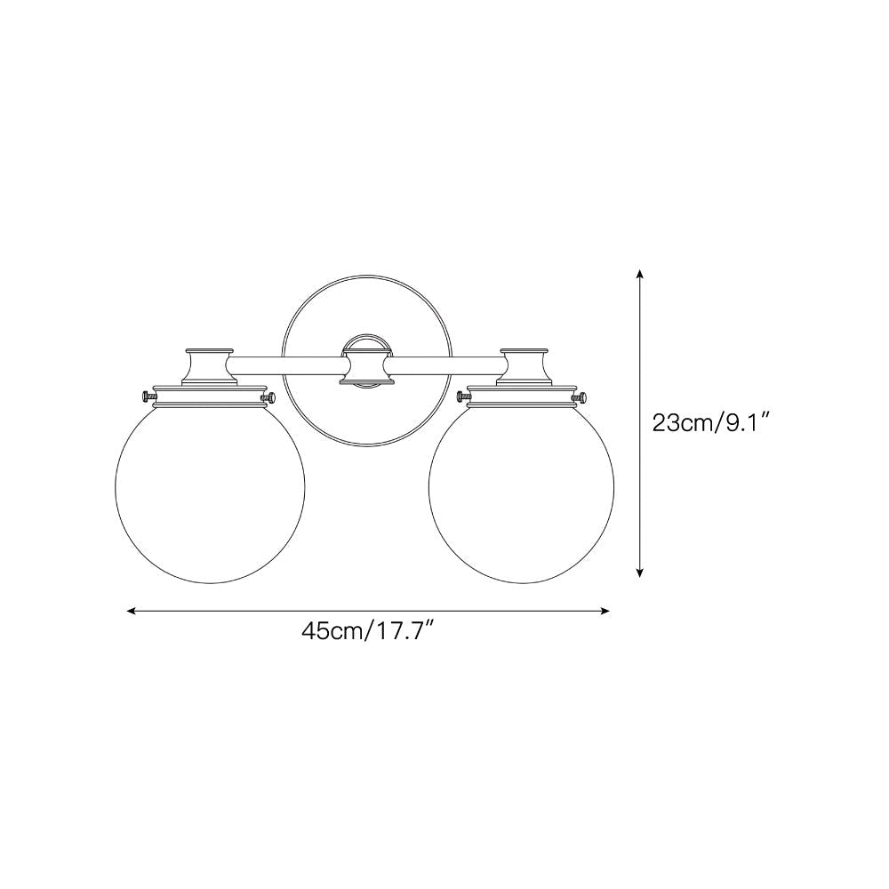 The 2-head version of the Hayes Glass Ball Wall Sconce.