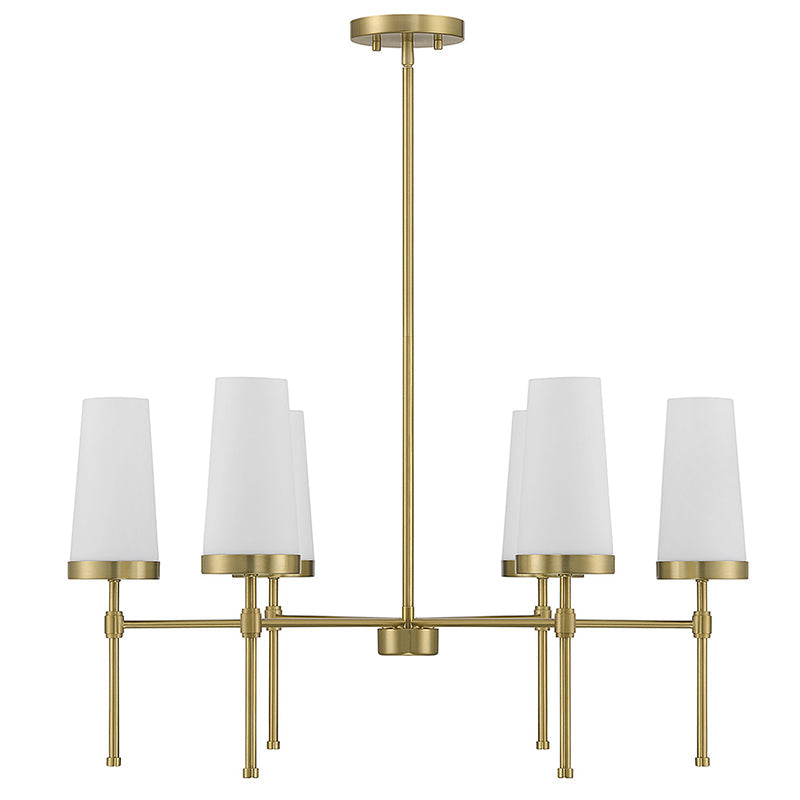 The Haynes Chandelier illuminating a bedroom space.