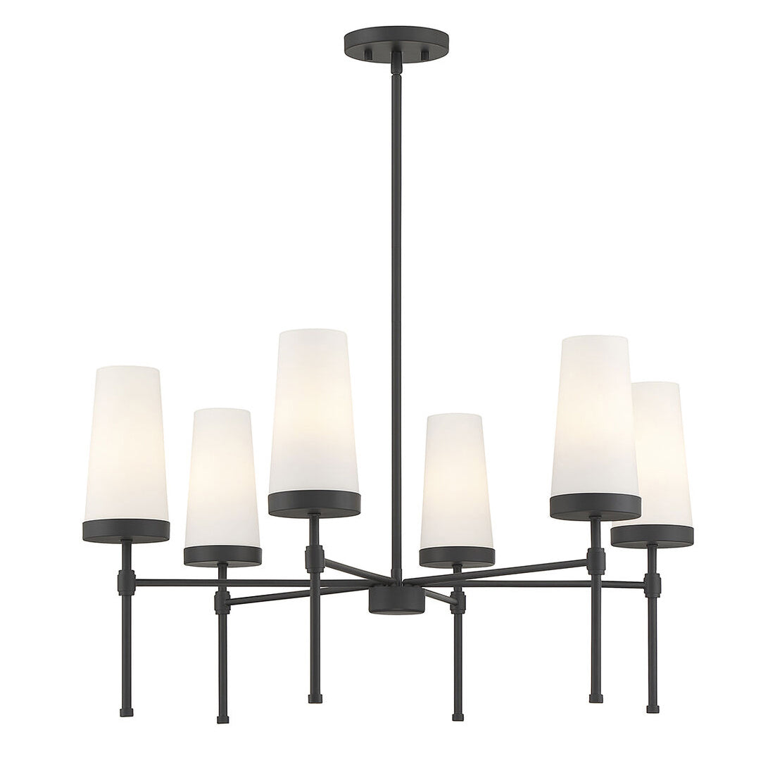 Haynes Chandelier installed in a modern living room setting.