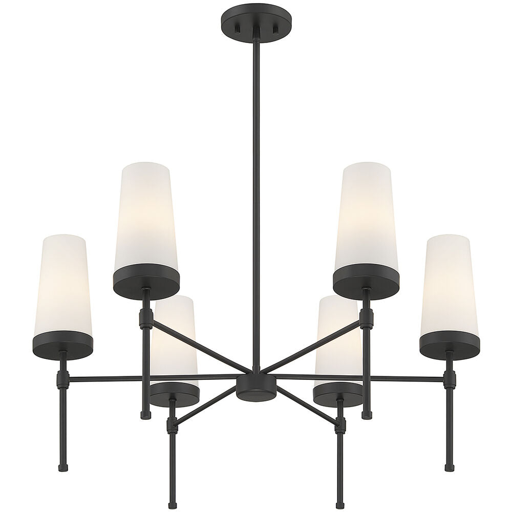 View of the Haynes Chandelier from below, showing the arrangement of the six lights.