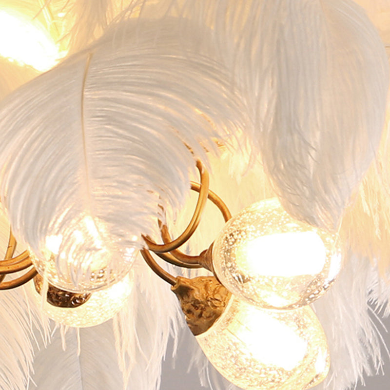 O'Moore Nordic Luxury Pendant Light, Brass/Feather - Neutral Decor