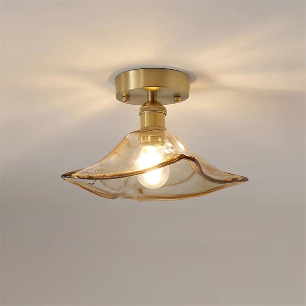 Ceiling Light Amber Swirl Glass