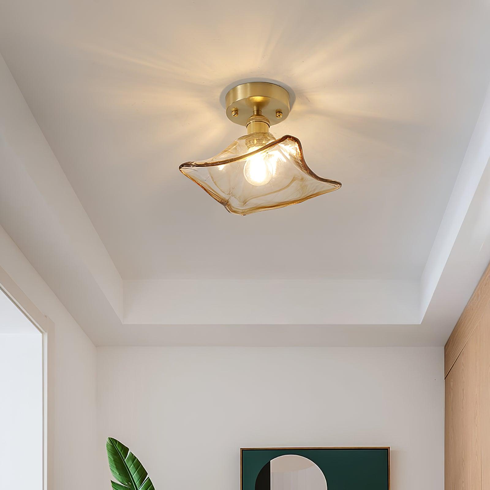 Calviro Ceiling Light Amber Glass Swirl Modern-Neutral Decor