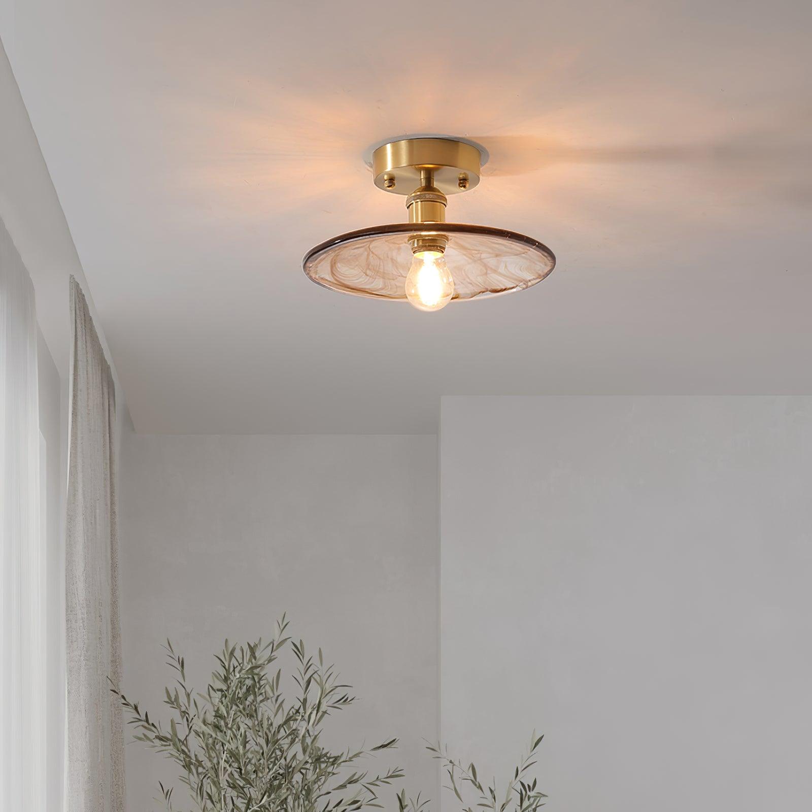 Ceiling Light Amber Swirl Glass