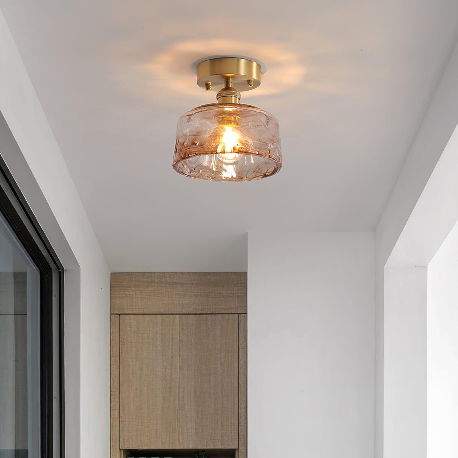 Ceiling Light Amber Swirl Glass