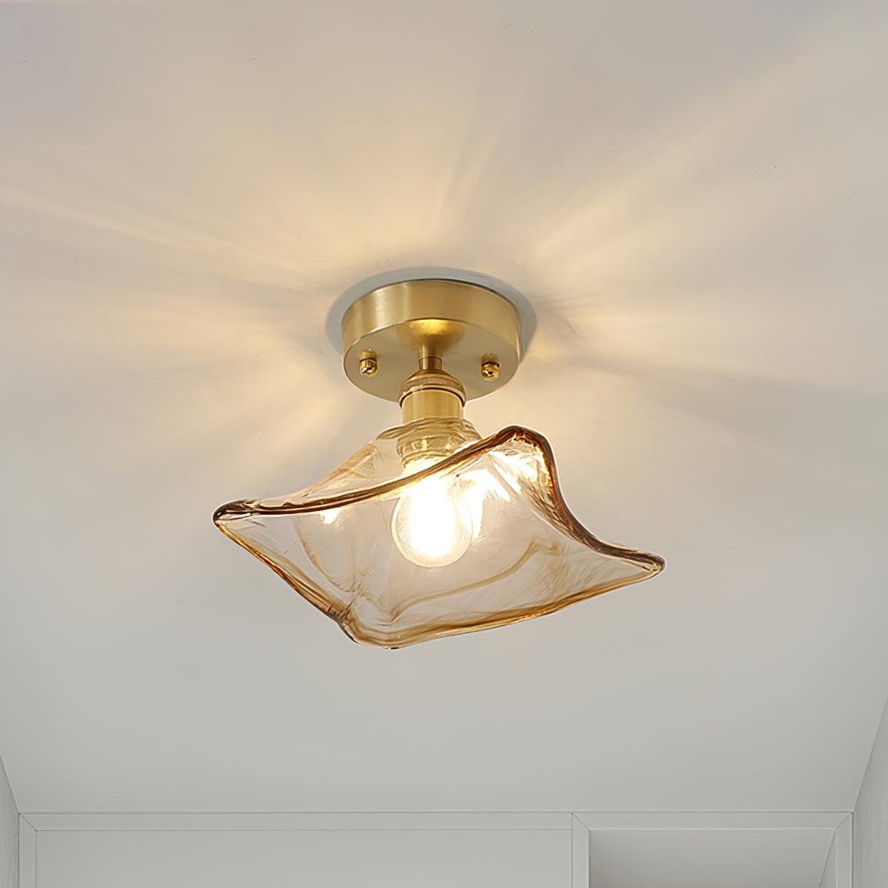 Ceiling Light Amber Swirl Glass