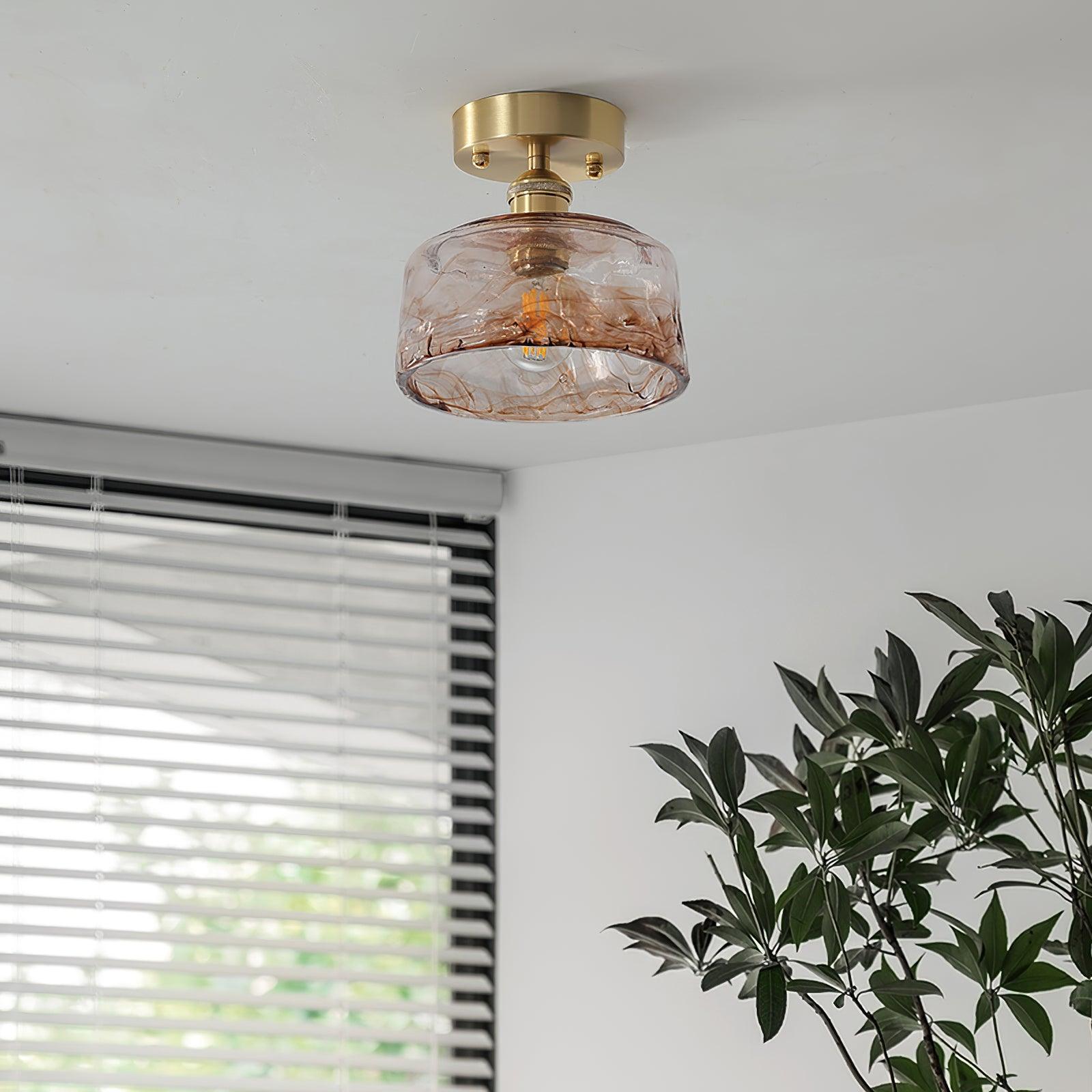 Calviro Ceiling Light Amber Glass Swirl Modern-Neutral Decor