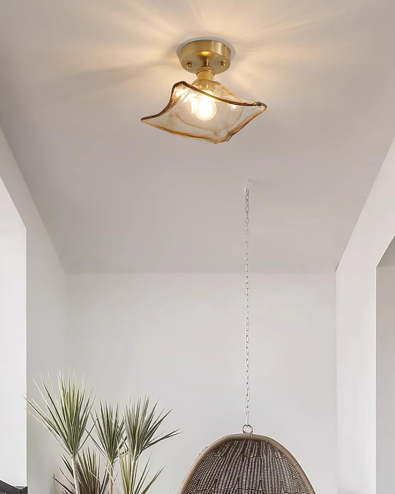 Calviro Ceiling Light Amber Glass Swirl Modern-Neutral Decor