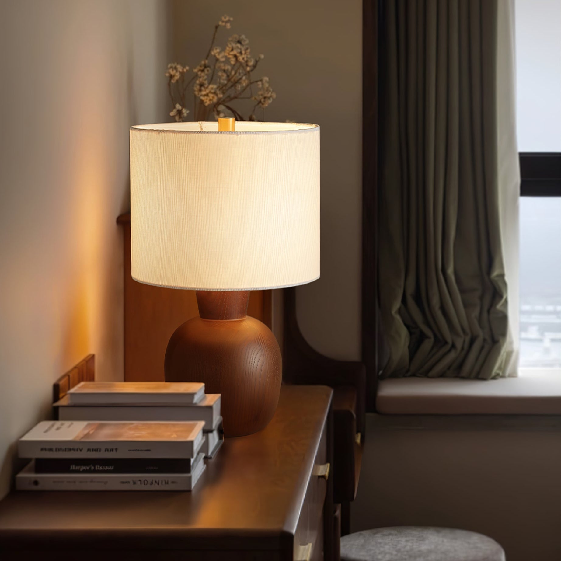 Joan Minimalist Wood Table Lamp-Neutral Decor