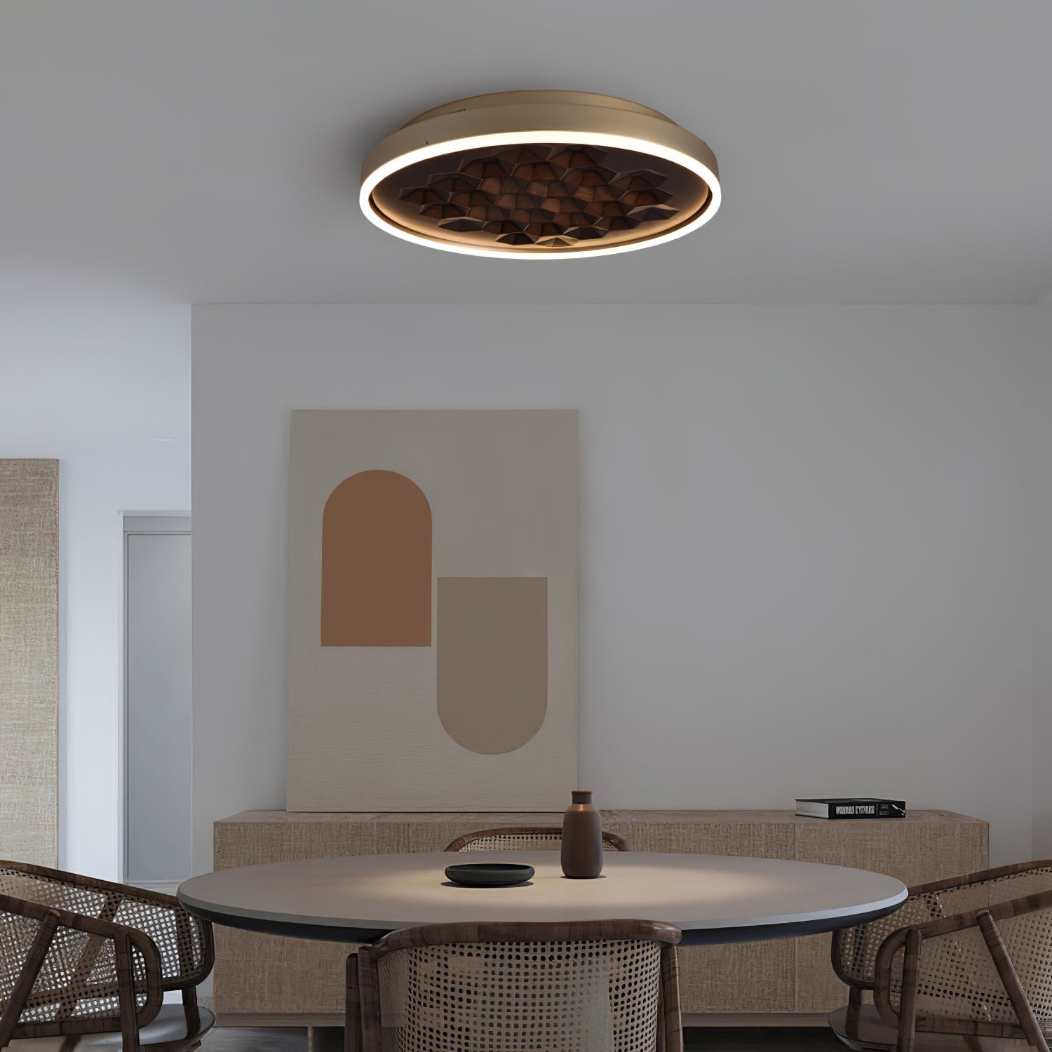 Cevynira Textured Bronze Flush Mount-Neutral Decor