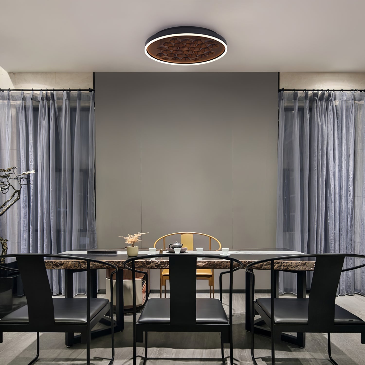 Cevynira Textured Bronze Flush Mount-Neutral Decor