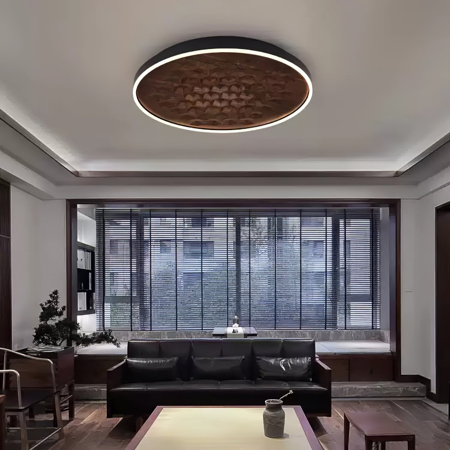 Cevynira Textured Bronze Flush Mount-Neutral Decor