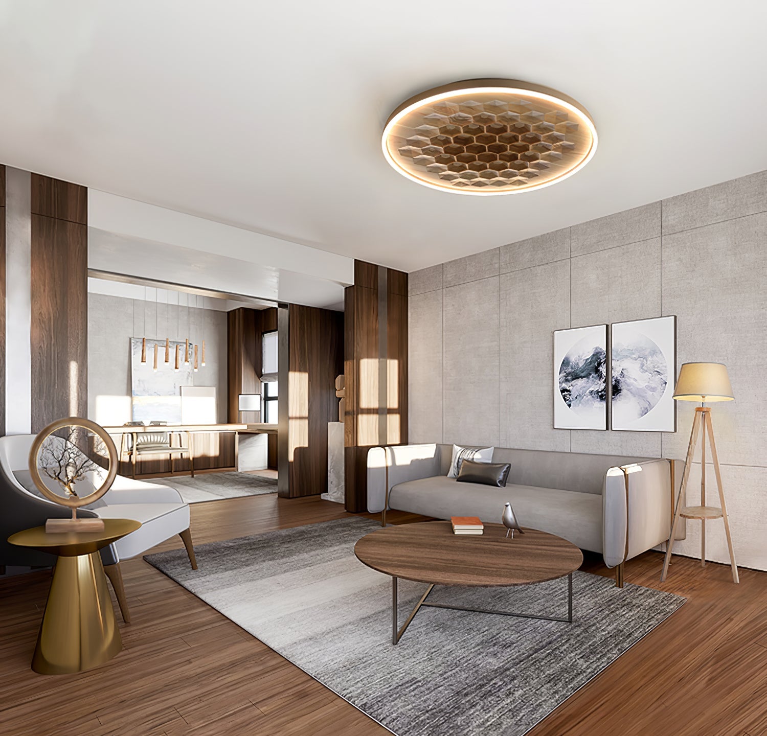 Cevynira Textured Bronze Flush Mount-Neutral Decor