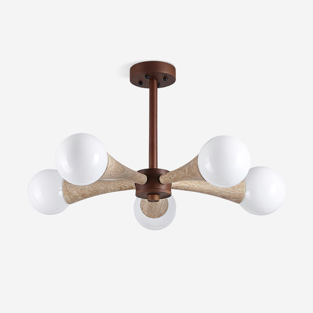Ritta Flush Mount Ceiling Light Wood Travertine