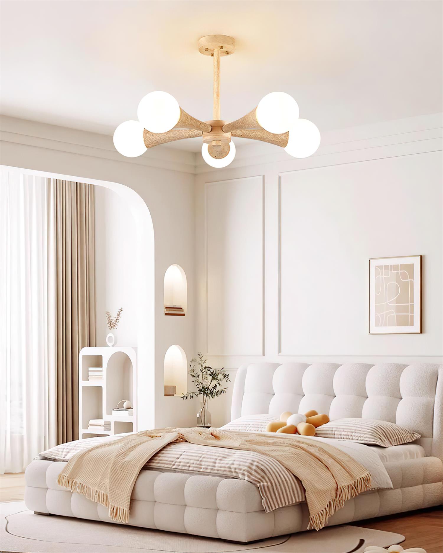 Ritta Flush Mount Ceiling Light Wood Travertine