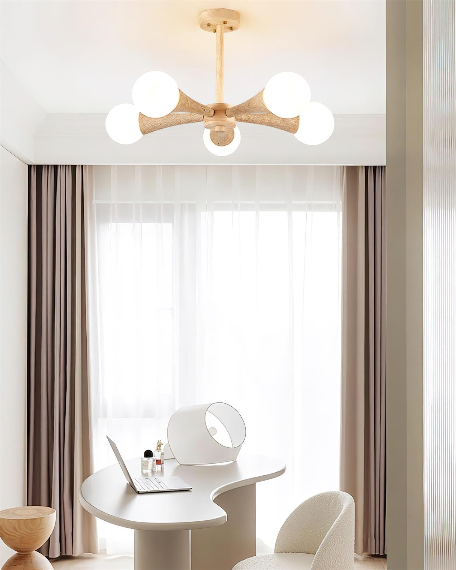 Ritta Flush Mount Ceiling Light Wood Travertine