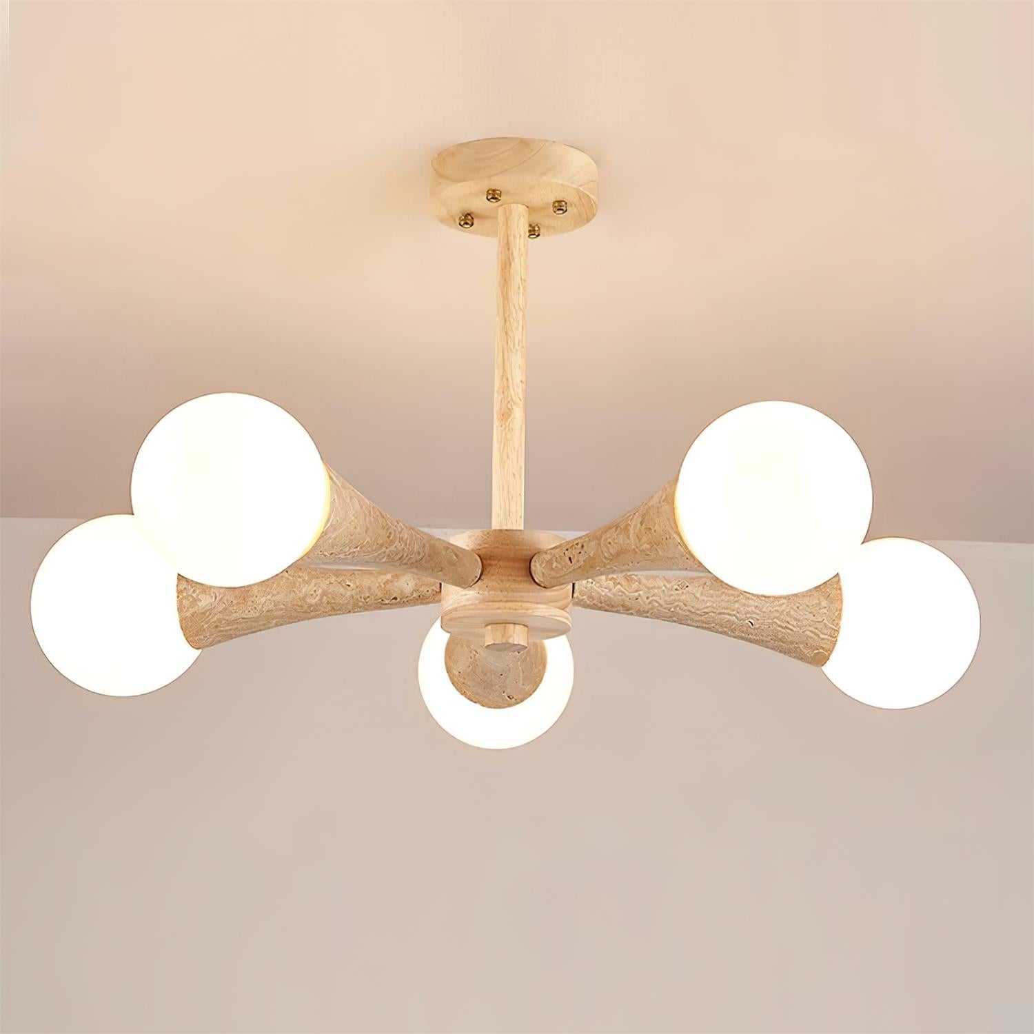 Ritta Flush Mount Ceiling Light Wood Travertine