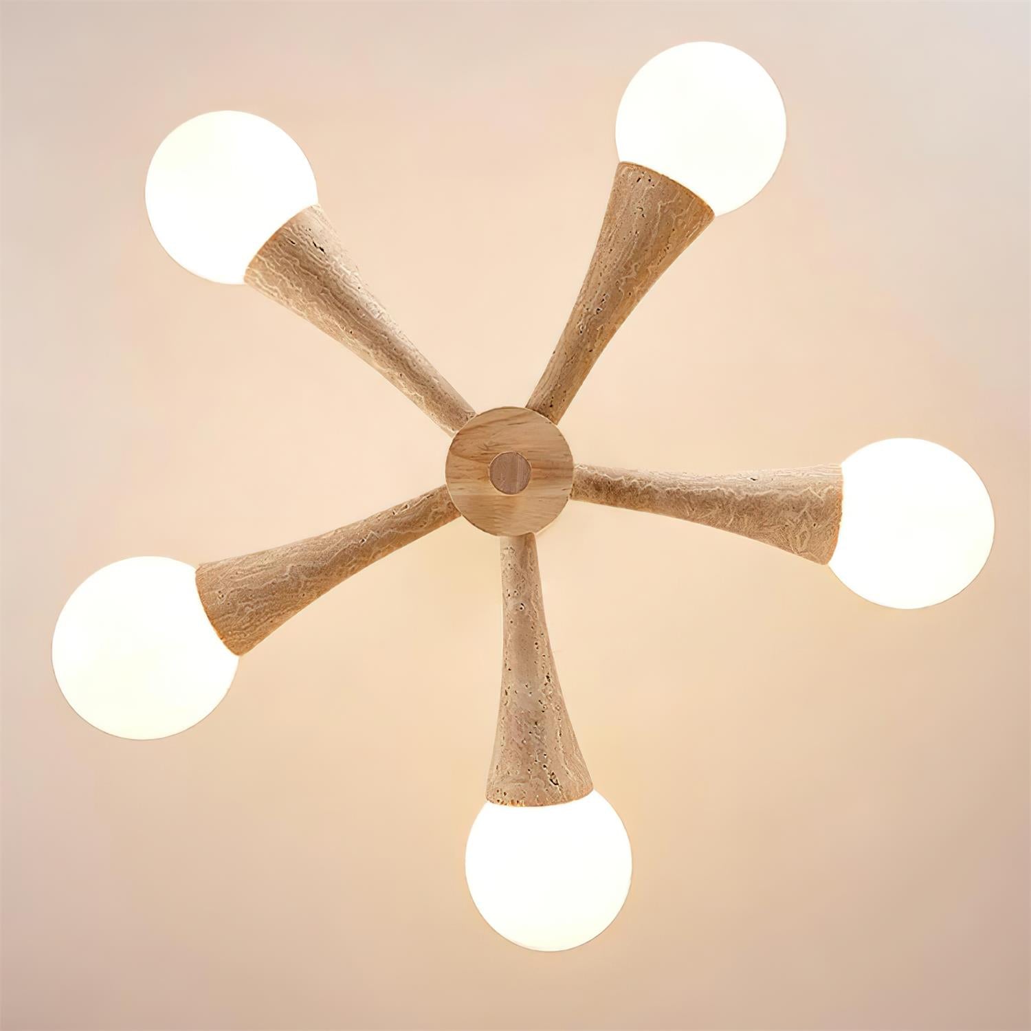 Ritta Flush Mount Ceiling Light Wood Travertine