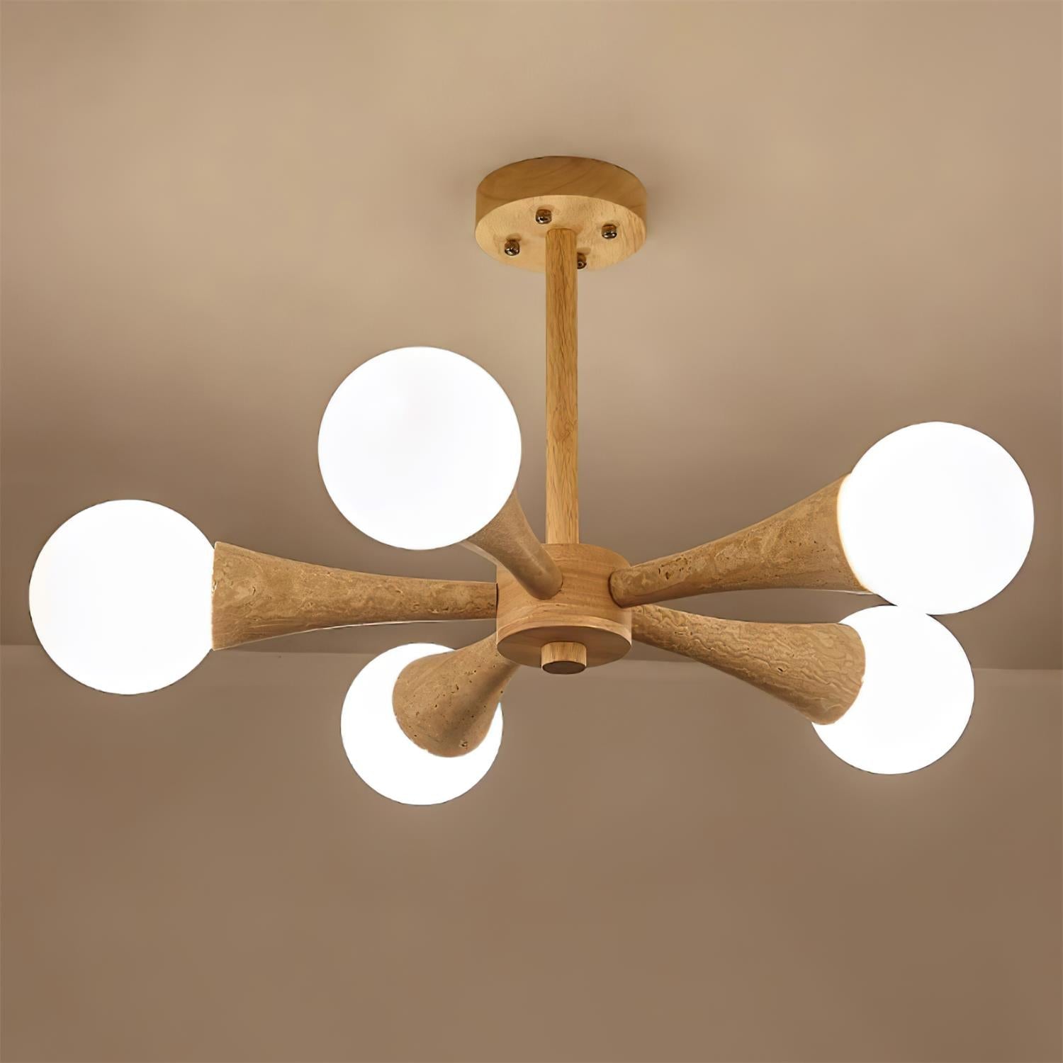 Ritta Flush Mount Ceiling Light Wood Travertine
