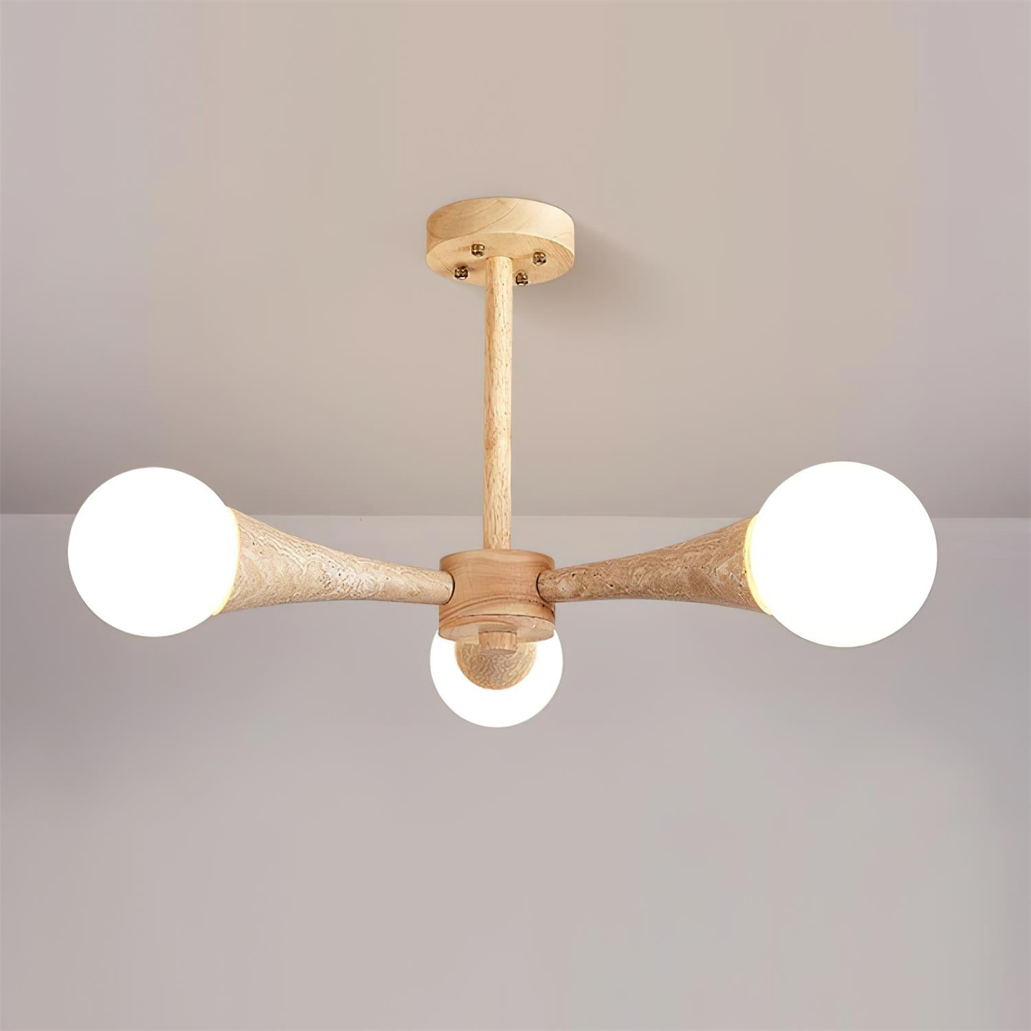 Ritta Flush Mount Ceiling Light Wood Travertine