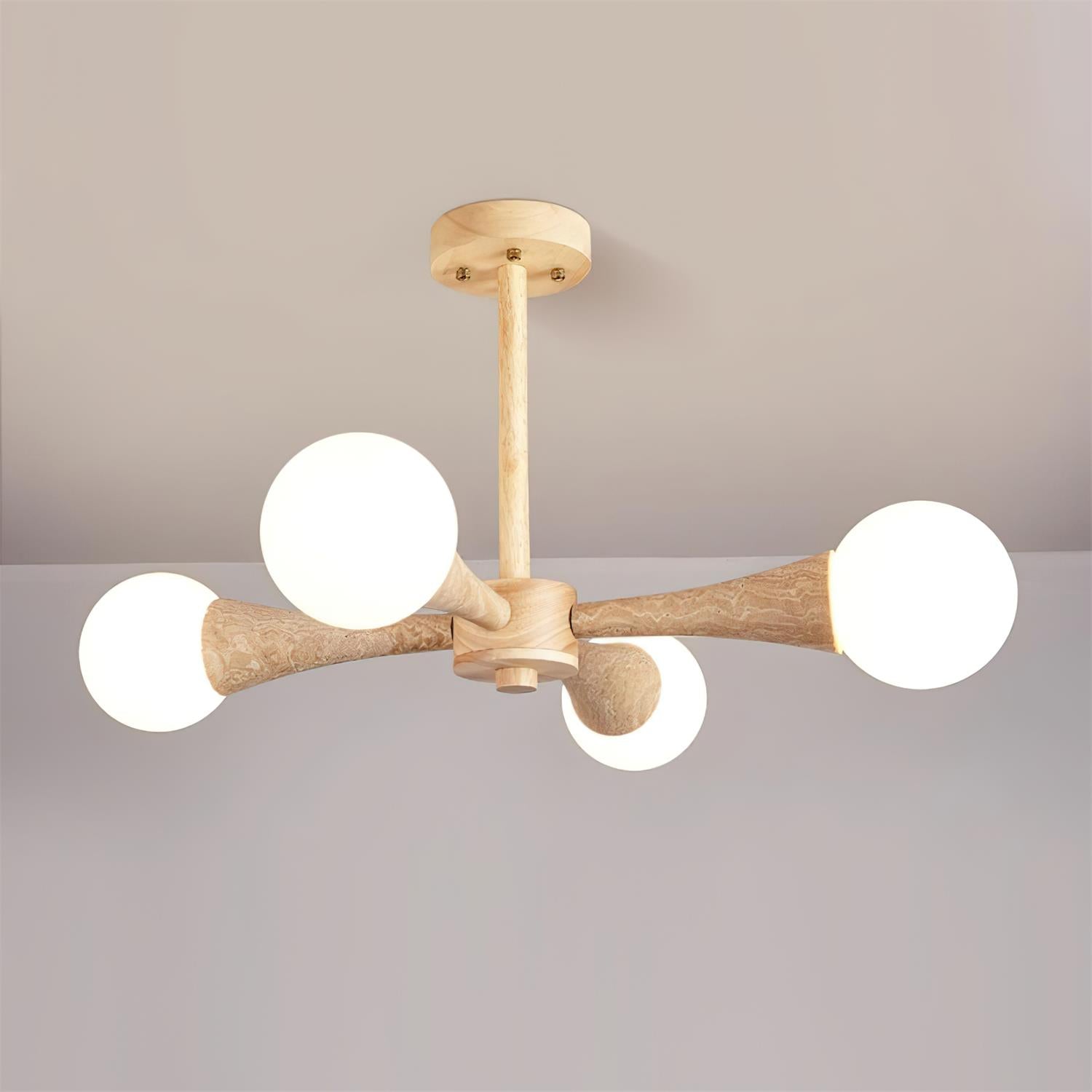 Ritta Flush Mount Ceiling Light Wood Travertine