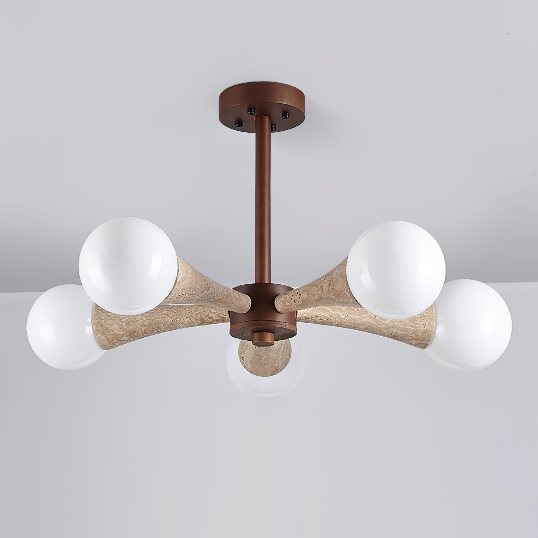 Ritta Flush Mount Ceiling Light Wood Travertine