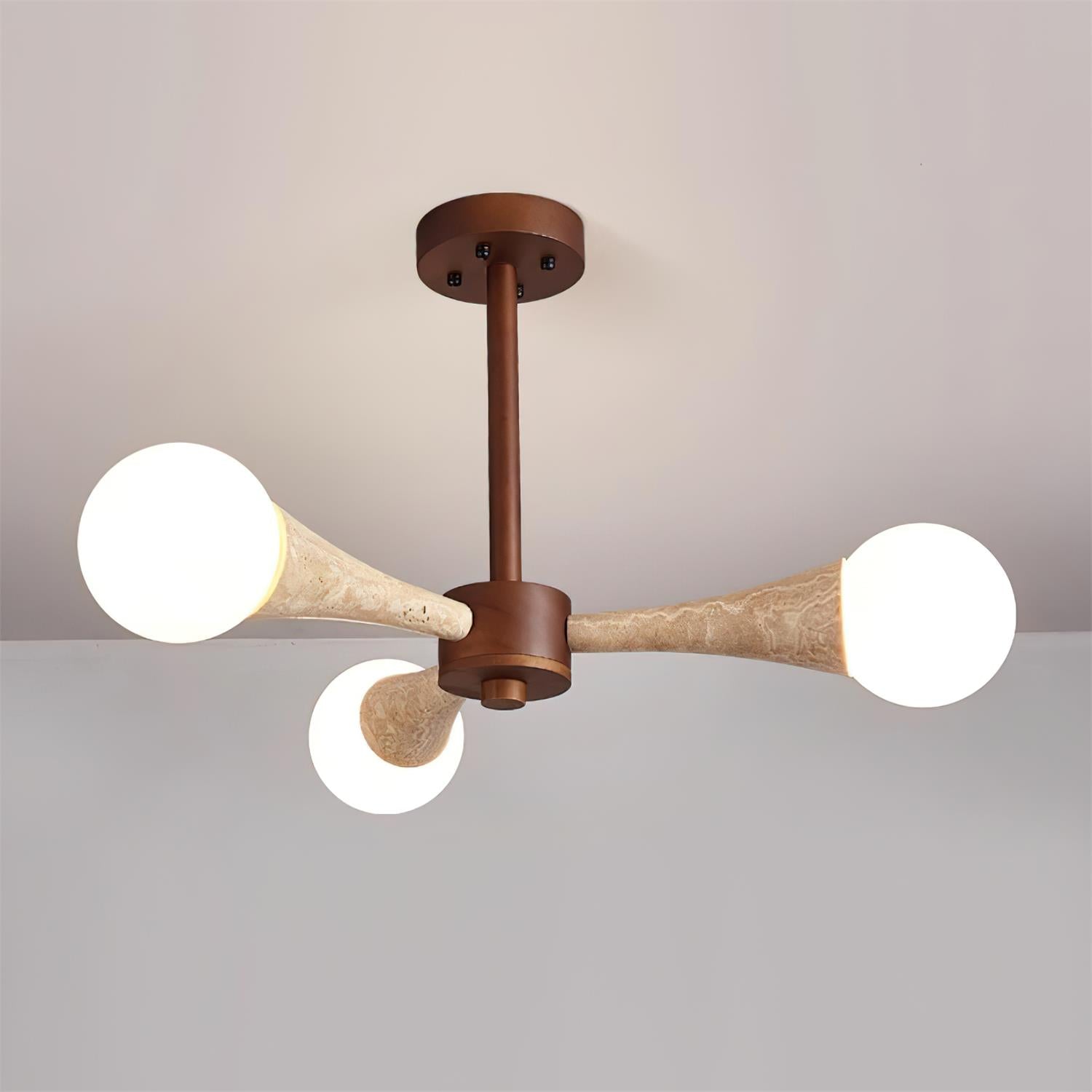 Ritta Flush Mount Ceiling Light Wood Travertine