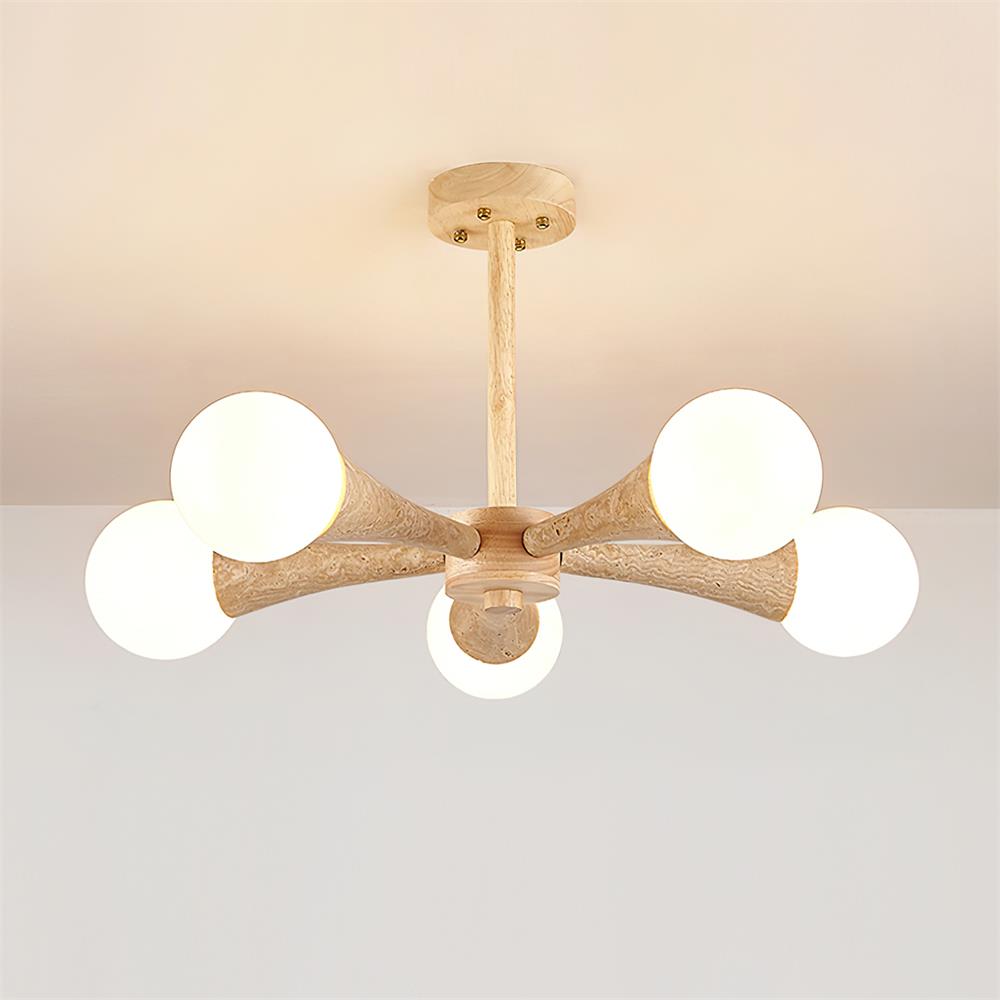 Ritta Flush Mount Ceiling Light Wood Travertine