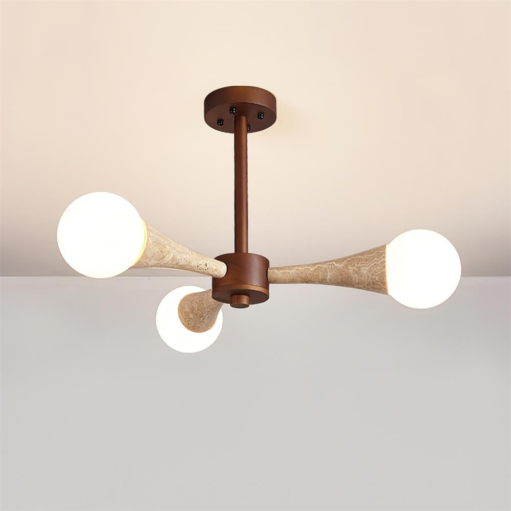 Ritta Flush Mount Ceiling Light Wood Travertine