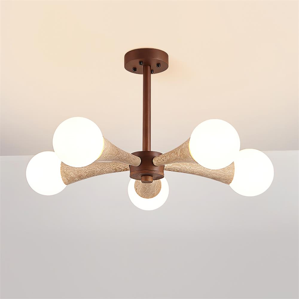Ritta Flush Mount Ceiling Light Wood Travertine
