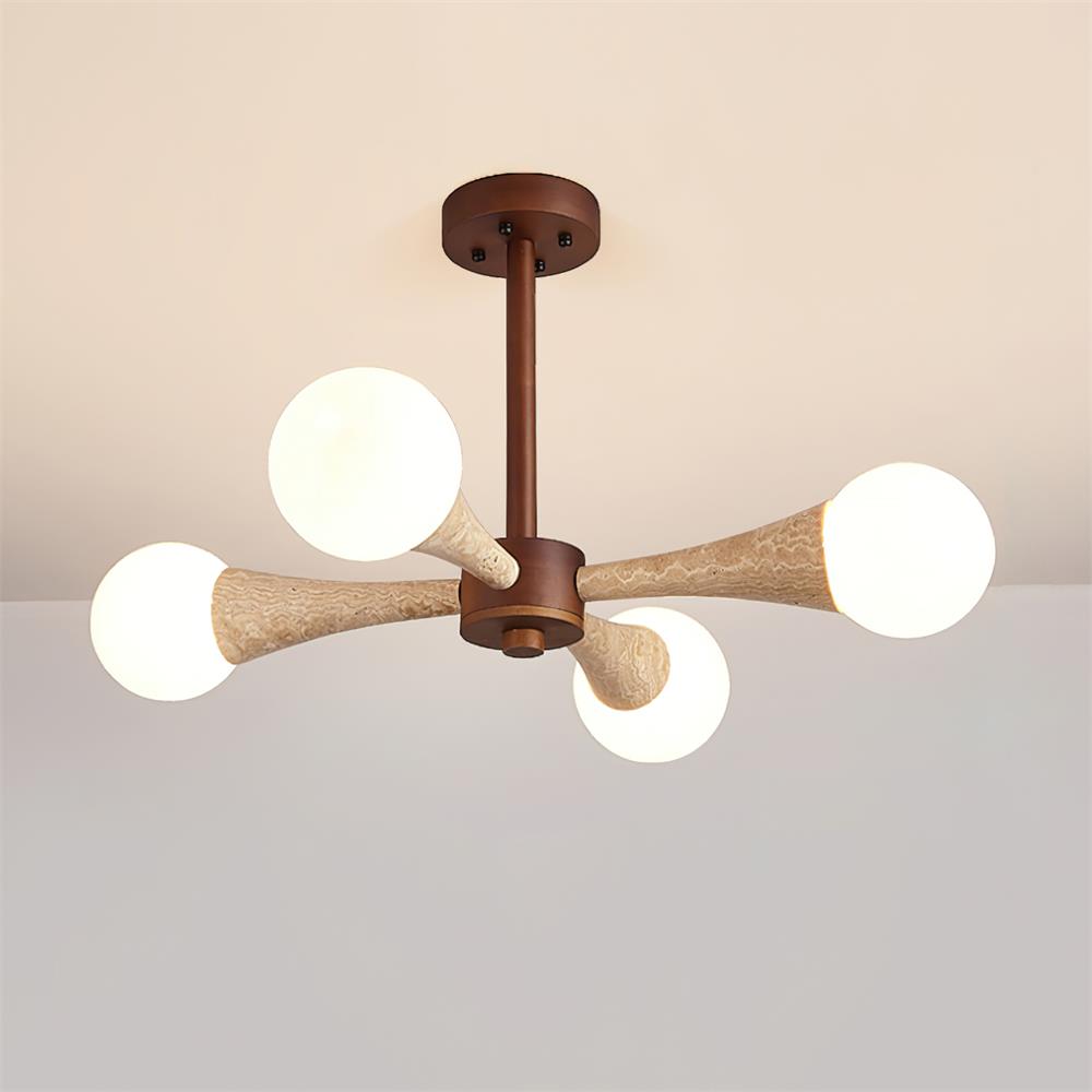 Ritta Flush Mount Ceiling Light Wood Travertine
