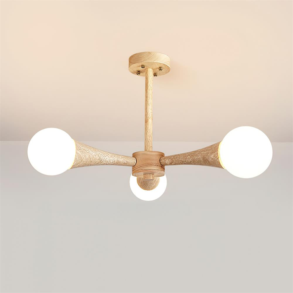 Ritta Flush Mount Ceiling Light Wood Travertine
