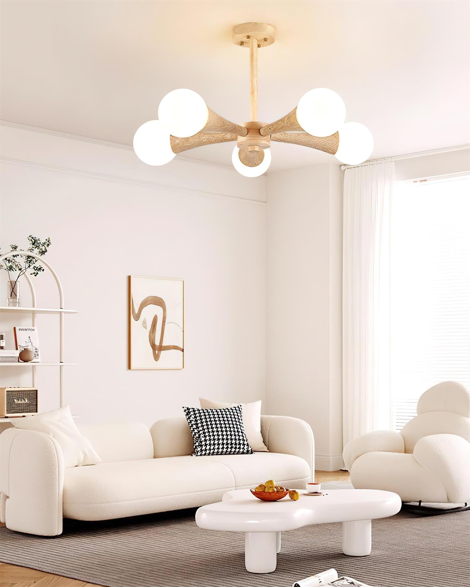 Ritta Flush Mount Ceiling Light Wood Travertine