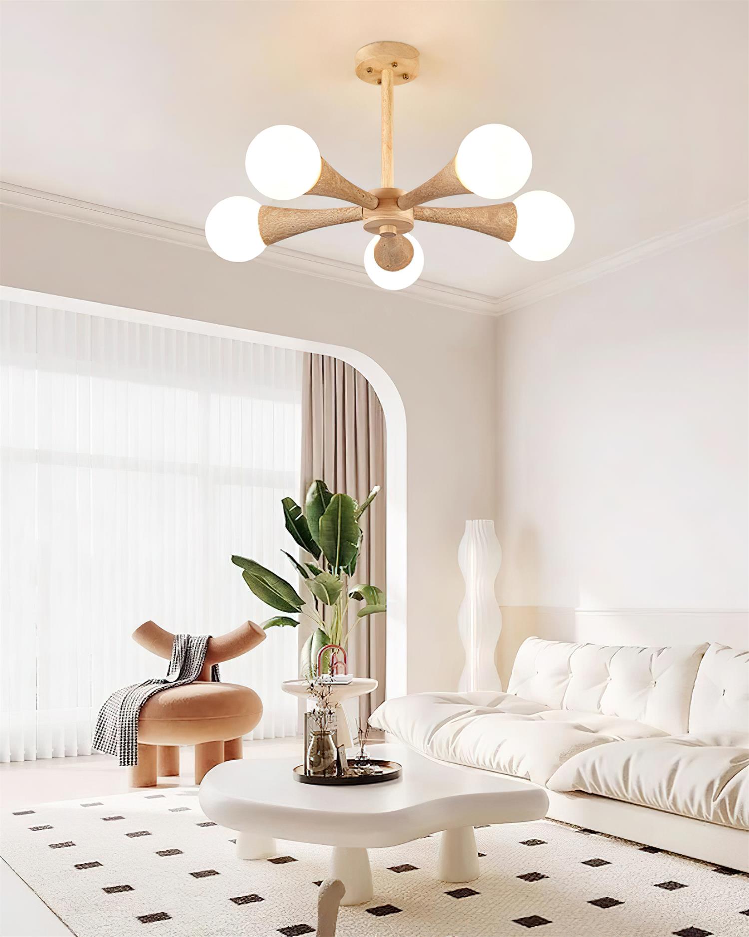 Ritta Flush Mount Ceiling Light Wood Travertine
