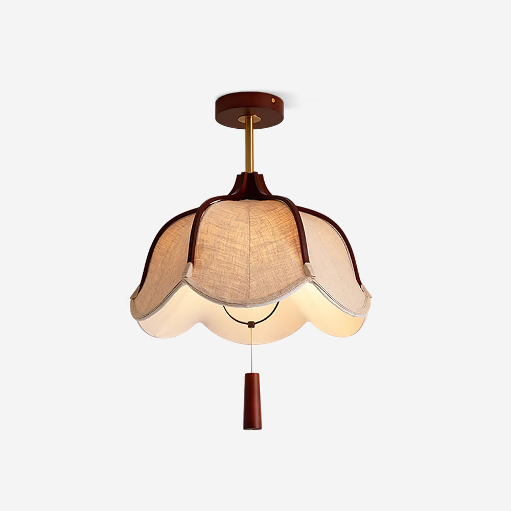 Veliora Ceiling Light Vintage Fabric Semi Flush Mount-Neutral Decor