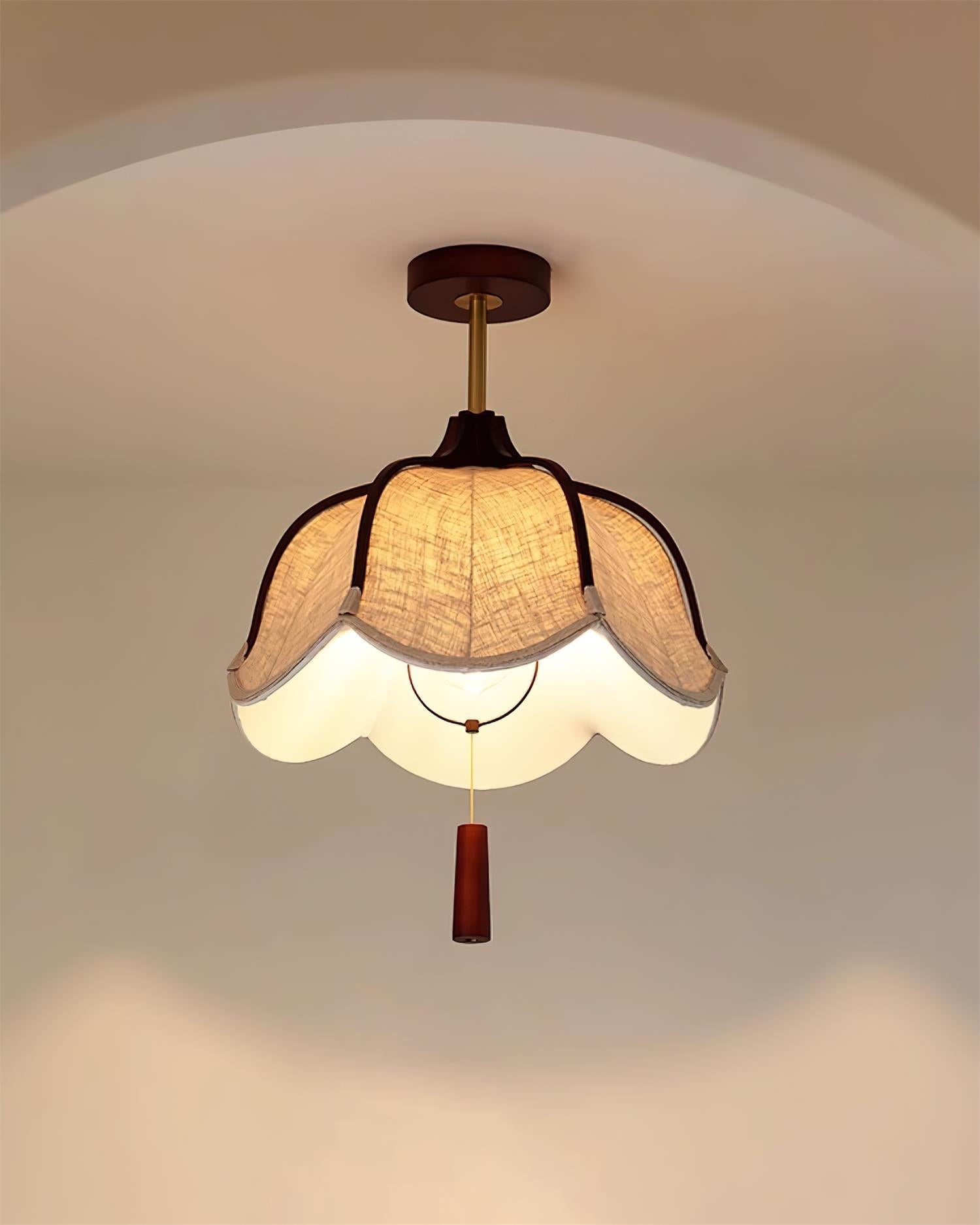 Veliora Ceiling Light Vintage Fabric Semi Flush Mount-Neutral Decor
