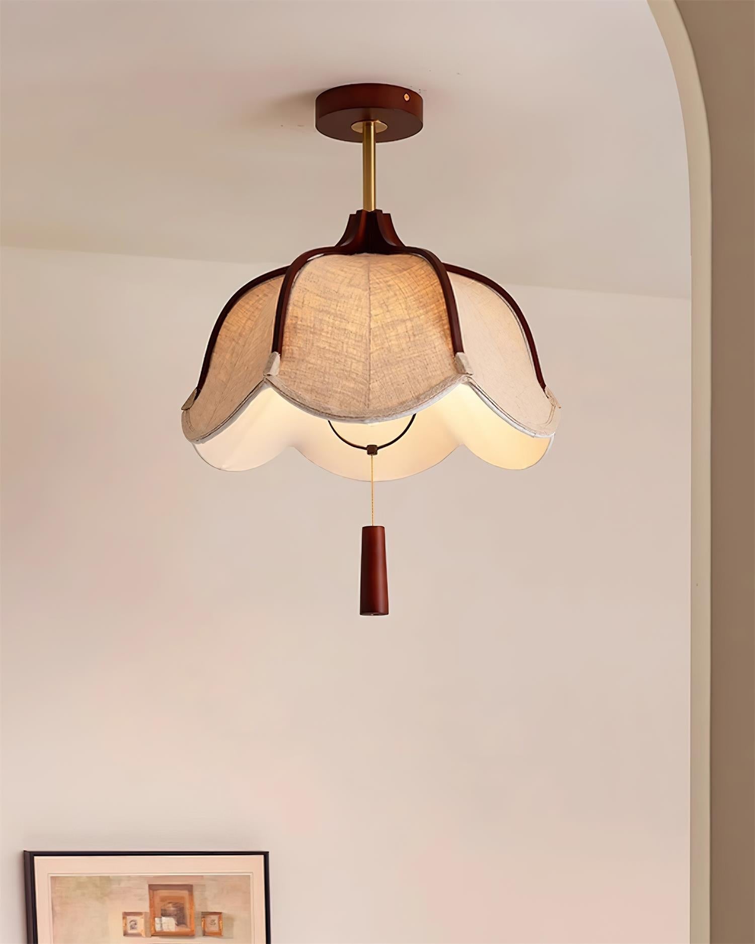 Veliora Ceiling Light Vintage Fabric Semi Flush Mount-Neutral Decor