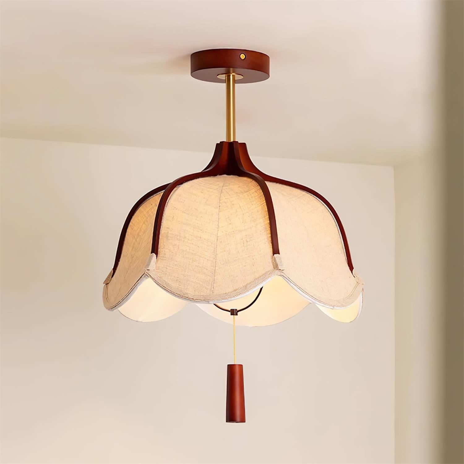Veliora Ceiling Light Vintage Fabric Semi Flush Mount-Neutral Decor