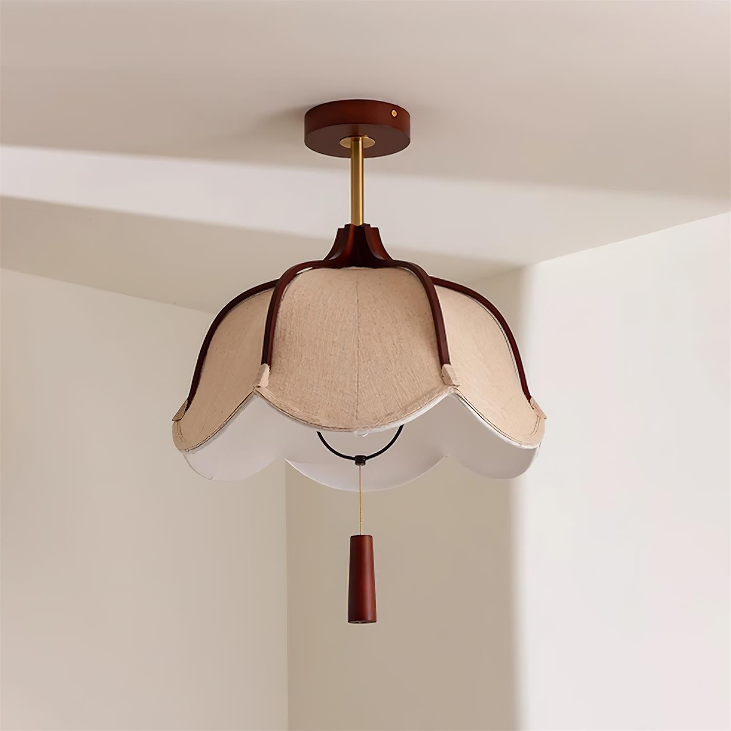 Veliora Ceiling Light Vintage Fabric Semi Flush Mount-Neutral Decor