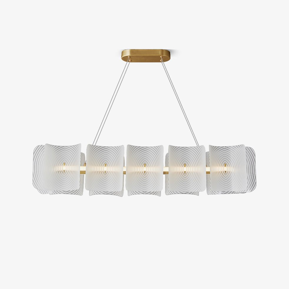 Virinia Postmodern Luxury Rectangle Brass Glass Pendant Lamp-Neutral Decor