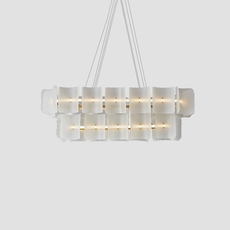 Virinia Postmodern Luxury Rectangle Brass Glass Pendant Lamp-Neutral Decor