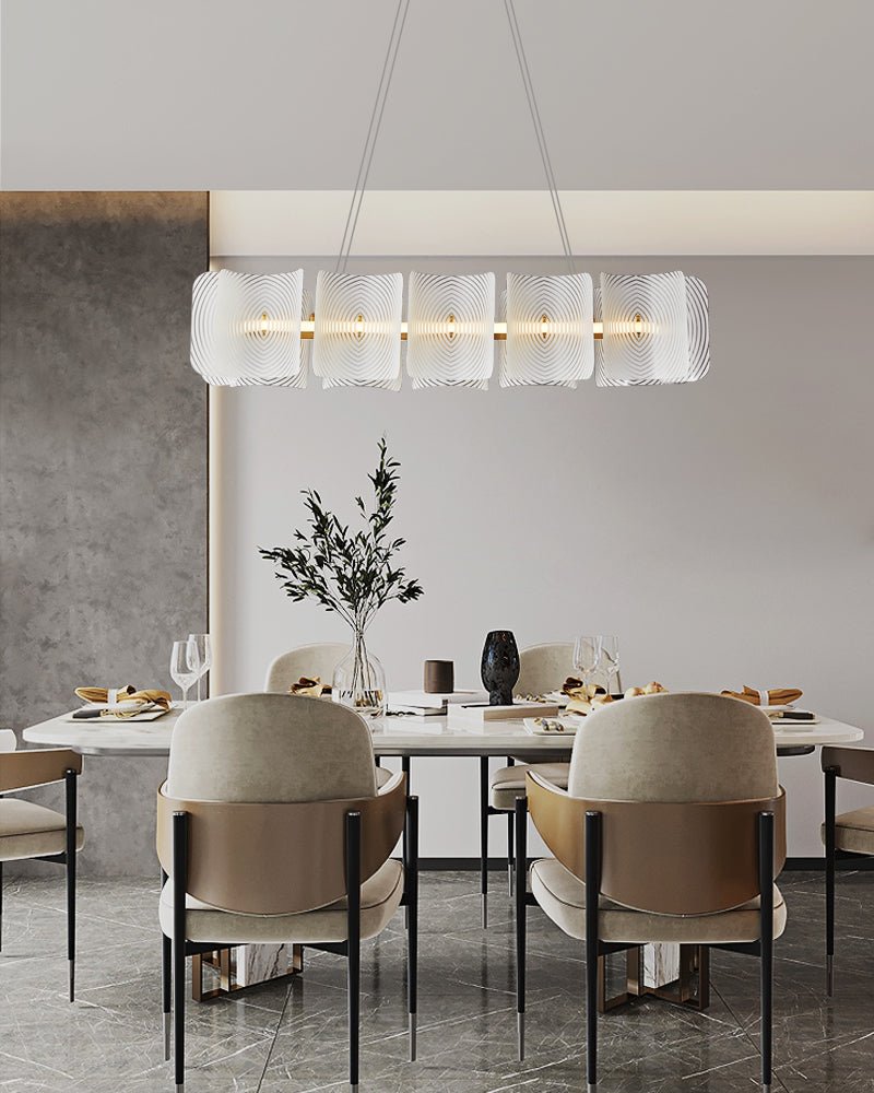 Virinia Postmodern Luxury Rectangle Brass Glass Pendant Lamp-Neutral Decor