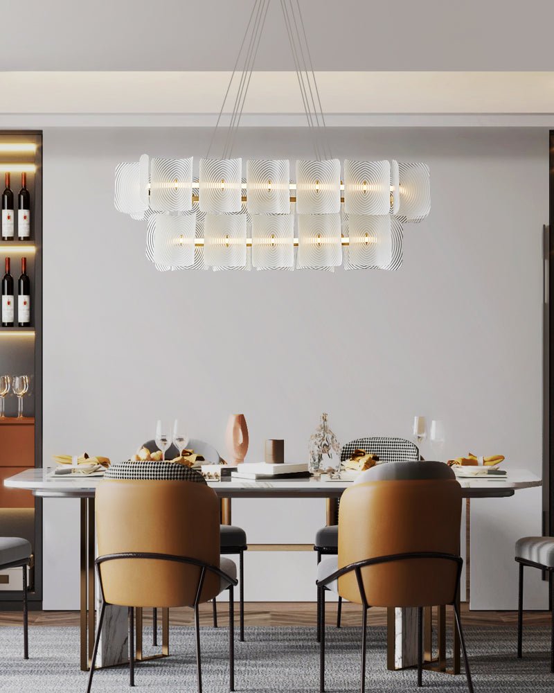 Virinia Postmodern Luxury Rectangle Brass Glass Pendant Lamp-Neutral Decor